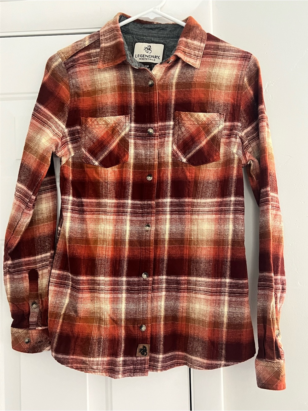 Legendary Whitetails Women's Rust, Cream and Brown Plaid Button-Down Shirt